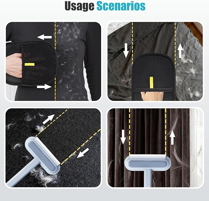 Pet Hair Removal Glove for Dogs & Cats, Newly Upgraded Reusable Electrostatic Pet Hair Remover, Gentle Effective Portable Magic Brush Pet Hair Tool for Clothes, Furniture, Carpet, Car Seats