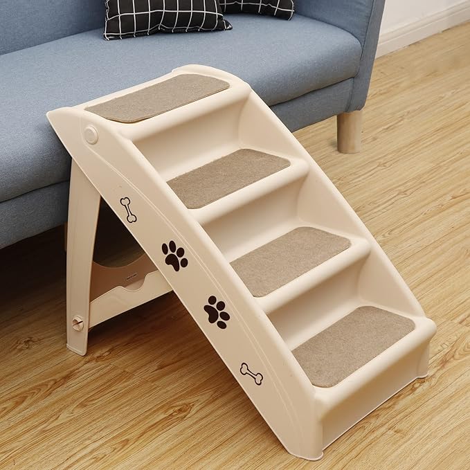 ZENY Folding Dog Stairs, Portable Indoor/Outdoor Pet Steps for Bed, Couch, Car, Pet Stairs for Small Pet Dog/Cat