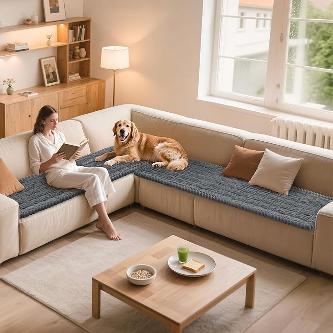 27.6 x 70.9in Couch Covers for Dogs, Non-Slip Pet Couch Covers for Sofa, Durable Dog Couch Cover Protector, Fuzzy Dog Mat for Couch Sofa, Washable & Pet Friendly