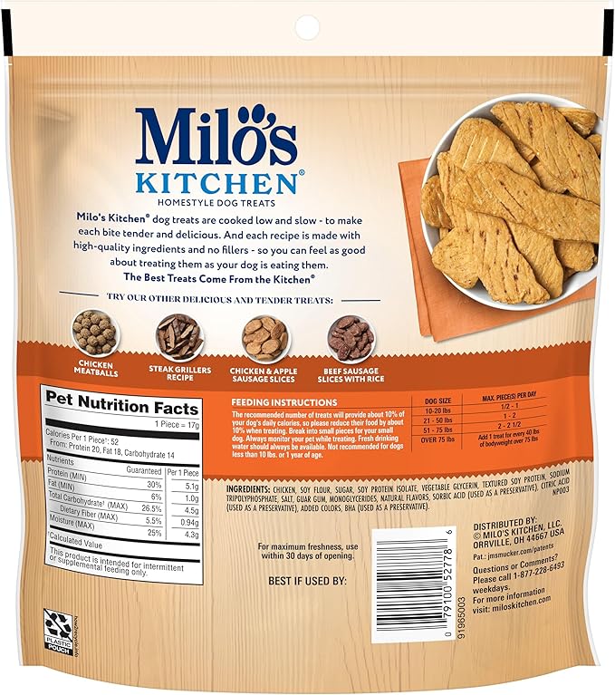 Milo's Kitchen Homestyle Dog Treats, Chicken Jerky, 8.5 Ounce, High Protein, No Artificial Flavors