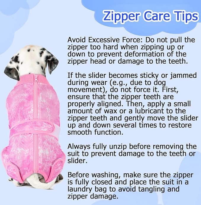 Lukovee Recovery Suit for Dogs, Zipper On Recovery Suit for Female Male Dog, Onesie Abdominal Wounds Cone E-Collar Alternative Prevent Licking Spay Recovery Suit (Small, Pink Tie-dye)