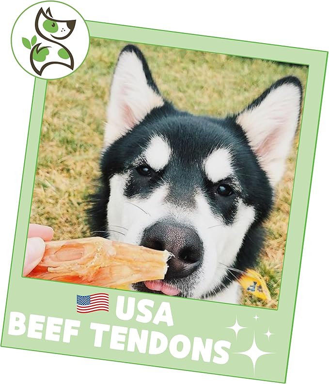 Nature Gnaws USA Beef Tendons for Dogs (8oz) - Mixed Thickness - Long Lasting for Aggressive Chewers - Premium Natural Beef Dog Chew Treats - Rawhide Free
