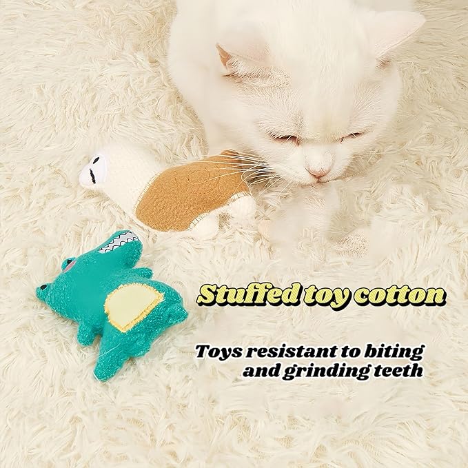 Catnip Toys for Indoor Cats - 6 Pack Organic Plush Kicker Toys, Bite-Resistant Cute Funny Toys for Play & Enrichment from Kittens to Senior Cats