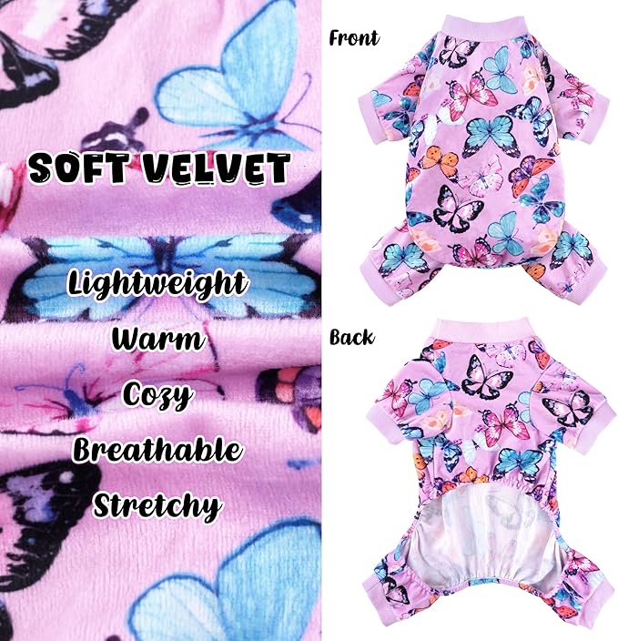 Dog Pajamas Soft Lightweight Dog Onesies Outfit Clothes for Small Medium Large Puppy Pjs for Pet Boys Girls Dogs Cats (L (Back: 14",Chest: 18", Neck: 10.6"), Butterfly)