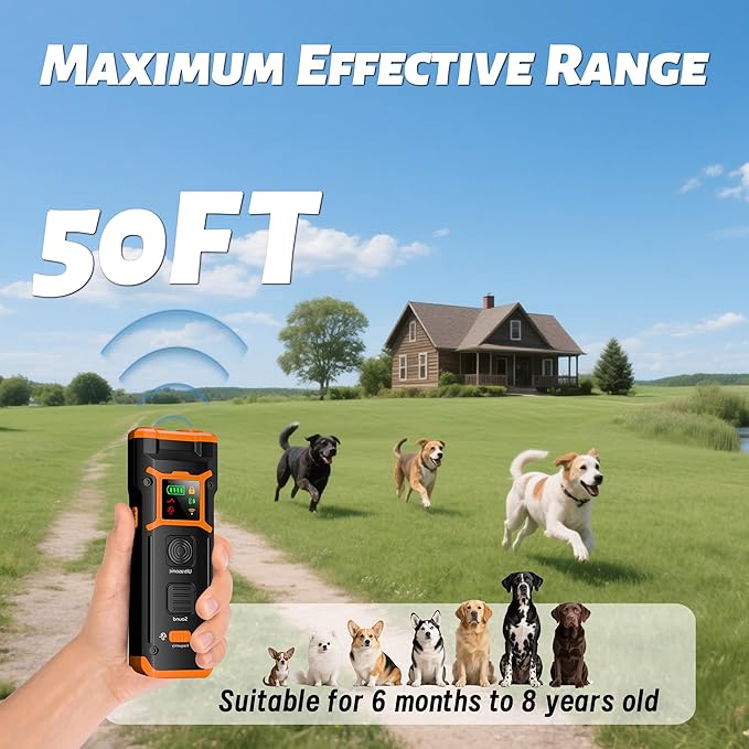 Dog Bark Deterrent Devices 2X Ultrasonic Anti Barking Device 6 Training Modes Sonic No Barking Device for Dogs 50 Feet Replace Shock Collar Clicker for Training Dog Barking Stopper