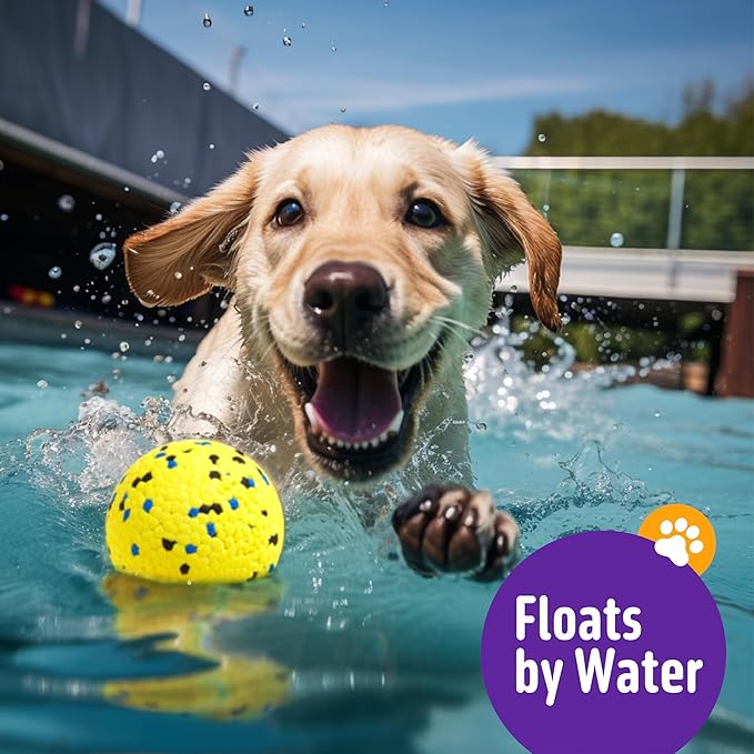 Dog Balls, 3Pcs Chew Toys Tennis Ball for Aggressive, Chewers Durable Teething Molar Tug Dog Toys, Interactive Fetch Balls Gift Set for Large Medium Dogs and Puppies, Durable Tug Toy, Yellow