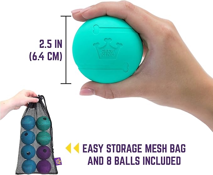 Chew King Fetch Balls Extremely Durable Natural Rubber Toy 2.5 inch, 8-pack (CM-0264-CS01)