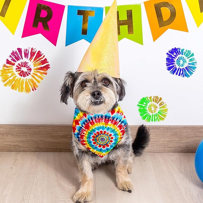 Sanwuta 72 Pcs Dog Bandana Bulk Washable Puppy Triangle Scarfs Cat Bandanas Adjustable Soft Cute Pet Triangle Bibs Accessories for Small Medium Dogs Cats Pets Costume(Tie-dye Pattern)