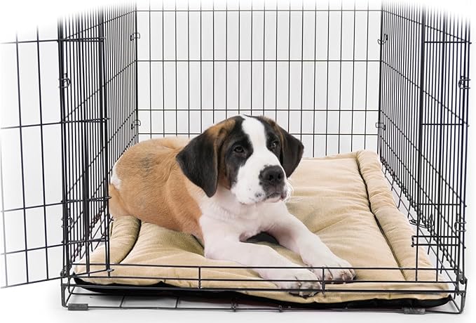 K9 Ballistics Tough Ripstop Dog Crate Pad - Durable, Machine Washable Kennel & Travel Mat for Puppies and Medium Dogs, 35 x 22 fits 36” Wire Crate, Sandstone