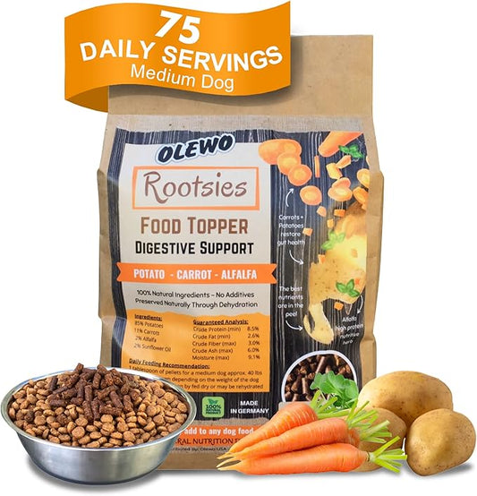 Olewo Rootsies Food Topper – Sensitive Stomach Dog Food, Fiber for Dog Stool Hardener, Dog Food Toppers for Picky Eaters, Probiotics for Dogs Digestive and Dog Gut Health, 2.2 lbs