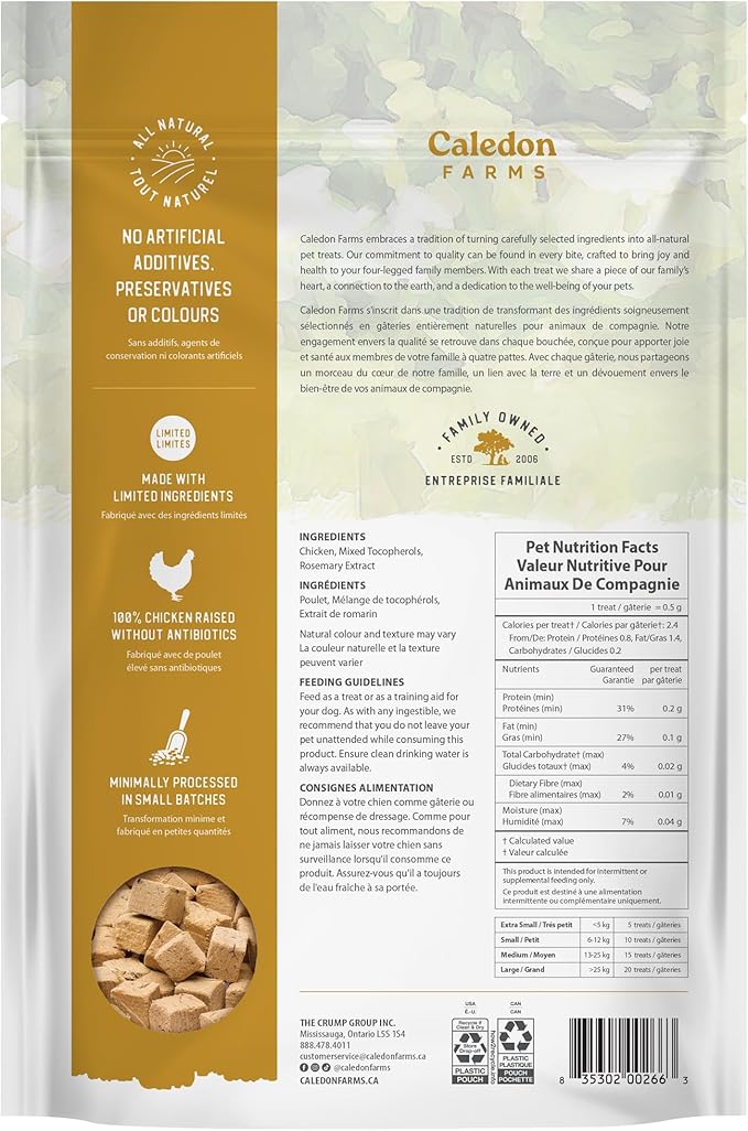 Caledon Farms Chicken Morsels Dog Treats: 125G/4.4OZ