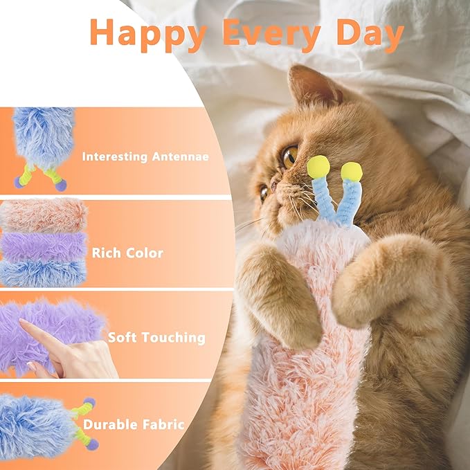 3 Pack Catnip Toys,Soft and Durable Cat Pillows Toys, Rich Color Cat Toys with Antennae, Indoor Interactive Cat Kicker Toys, Companion Toys for Cats (Antenna Purple Set)