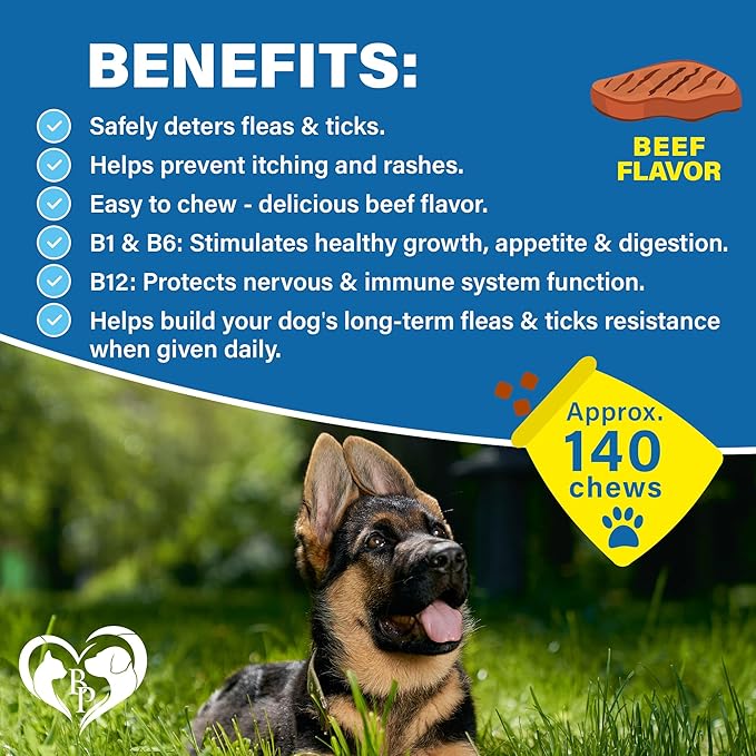 Flea and Tick Prevention Chewable Pills for Dogs and Cats - Revolution Oral Flea Treatment for Pets - Pest Control & Natural Defense - Chewables Small Tablets Made in USA (Beef)