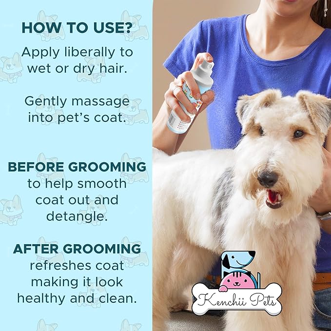 Professional Pet Grooming Spray for Puppies and Dogs | All-Natural Scented Moisturizing Dog Detangler Spray | Puppy Conditioner Coat Shine Spray | Dog Grooming Supplies