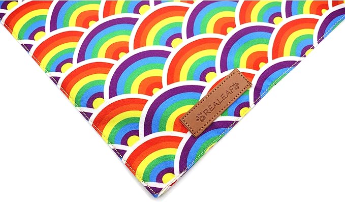 Realeaf Pride Dog Bandanas 2 Pack, LGBT LGBT+ Rainbow Scarves Bibs for Dogs, Premium Durable Fabric, Triangle Reversible Bandana for Small Medium Large and Extra Large Dogs Pets (Pride Day, Large)