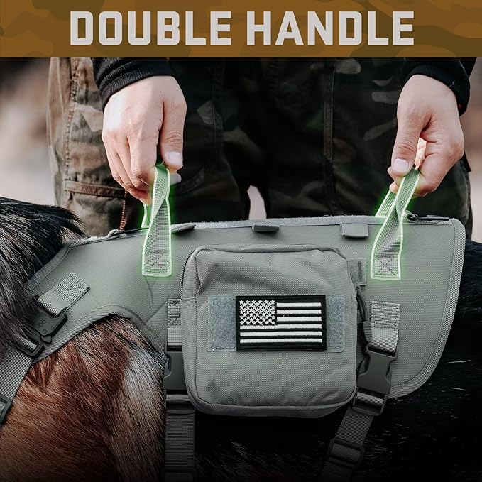 Forestpaw Dog Harness Medium Sized,Tactical Dog Harness with Handle,No Pull Military Style Service Dog Vest with Pockets Adjustable for Medium Dogs,Gray,Chest 15.5-25.5"