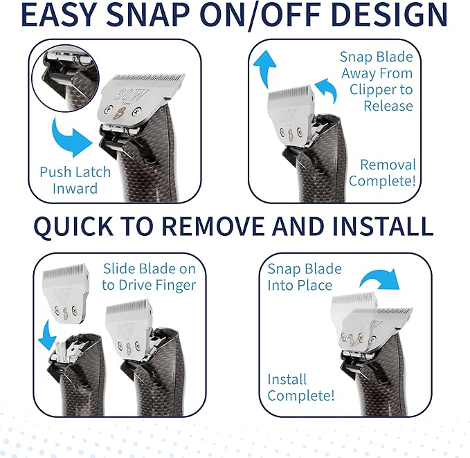 Detachable A Series Wide 30 Blades for Dog Grooming Cuts Length 1/50" - 0.5mm Japanese Carbonized Steel Wide Grooming Blades Compatible A5 Series Wide Clippers for Dogs(30W)