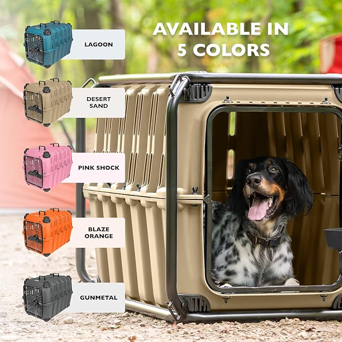 Mammoth Guardian Dog Kennel 36" Heavy Duty Travel & Outdoor Crate for Puppies, Small, Medium & Large Dogs, Secure 3 Bolt Lock, Adventure Ready for Hunting, Camping & Offroad – Gunmetal Gray