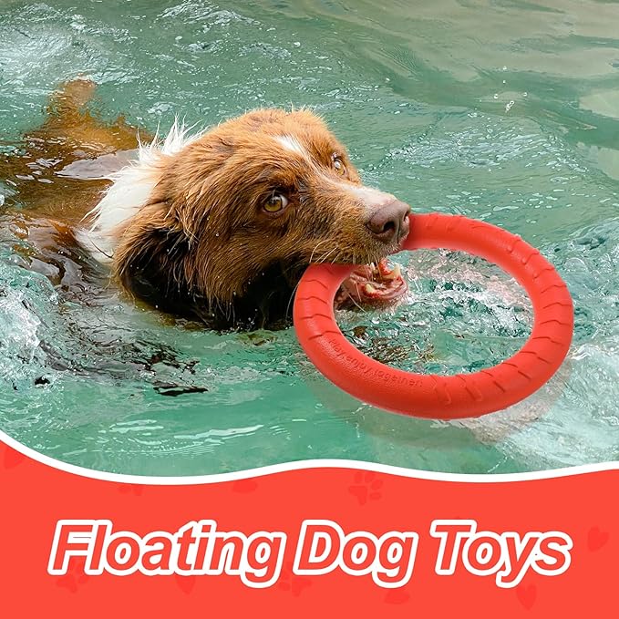 4Pcs Dog Toy Dog Training Ring for Outdoor Aggressive Durable Pet Chewers Fetch Toys Durable Floating Flying Disc Dogs Ring Chew Toys for Pool Swimming,Throwing