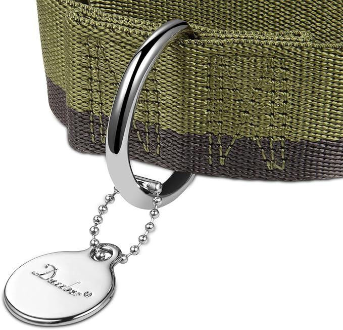 Martingale Collar 1.5 Inch Wide 1200D Extra Strong Nylon Dog Collar, No Pull Heavy Duty Dog Collar with 2-Color Stripe for Medium to XLarge Dogs (Extra Large, 1 1/2 Inch Wide, Military Green)