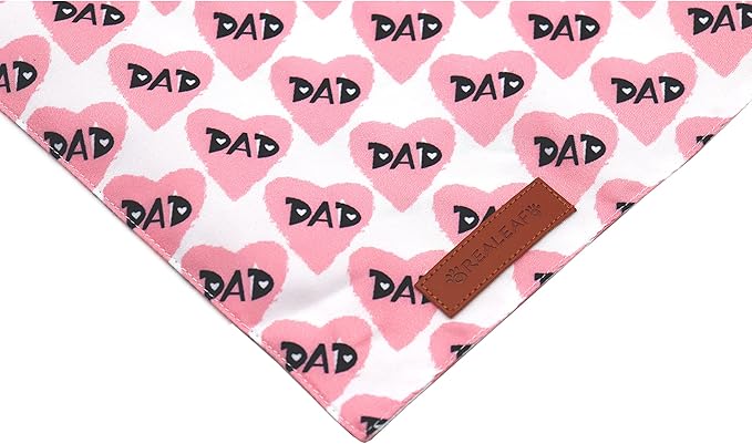 Realeaf Fathers Day Dog Bandanas 2 Pack, Reversible I Love My Dad Pet Scarf for Boy and Girl, Premium Durable Fabric, Bandana for Small Medium Large and Extra Large Dogs (Large)