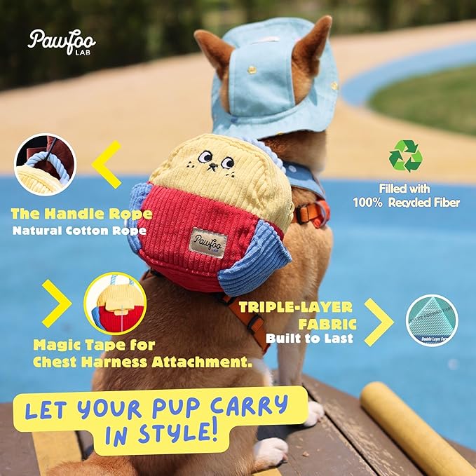 Squeaky Plush Dog Toys, 5-in-1 Crinkle Backpack Puppy Toys to Keep Busy, Cute Stuffed Hide & Seek Cognitive for Small, Medium, Large Dogs, Teething, Boredom Relief & Birthday Gift