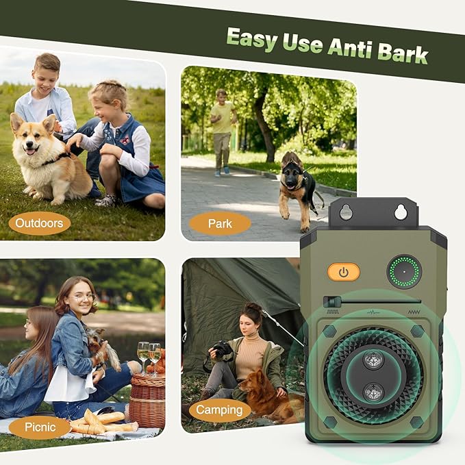 Dog Barking Control Device, 3Frequency Anti Barking Device, 33Ft Ultrasonic Dog Barking Deterrent, Rechargeable Stop Dog Barking Indoor Outdoor for Small Large Dogs Barking Control Device Anti Bark