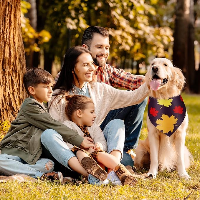 Chunful 100 Pieces Fall Dog Bandanas Bulk Autumn Pet Bandanas with Leaves Patterns Triangle Scarf Bib Kerchief Set for Small Large Dog Thanksgiving Costume Accessories (25.6 x 17.7 x 17.7)
