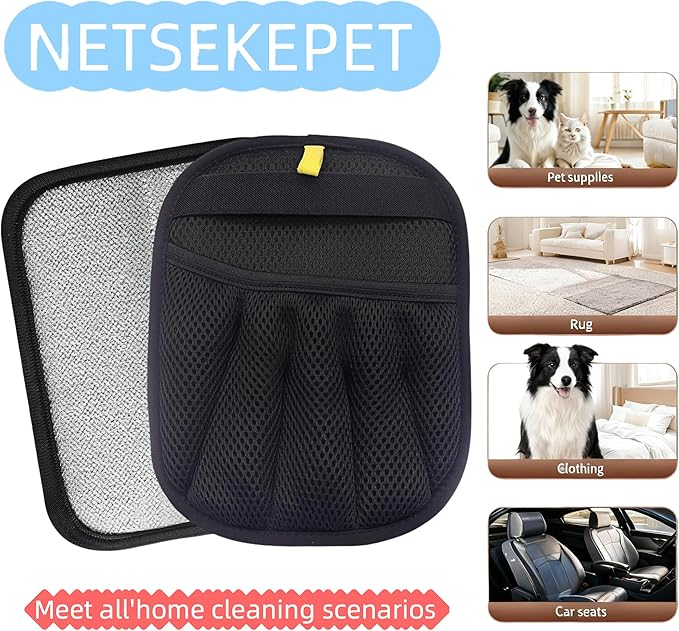 2PCS Pet Hair Removal Glove for Cats & Dogs, 2025 Newly Upgraded Five-Finger Electrostatic Pet Hair Gloves, Reusable Pet Hair Remover Tool for Clothing, Couch, Carpet, Car Seat