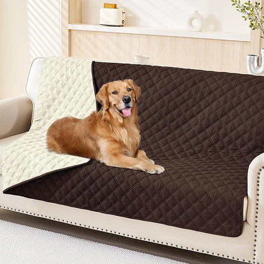 Smiry Waterproof Dog Blanket, Reversible Dog Bed Cover Pet Blanket, Soft Pet Couch Covers for Sofa Washable, Bed Couch Sofa Furniture Protector for Puppy Cat Kids (68"x82", Chocolate/Beige)