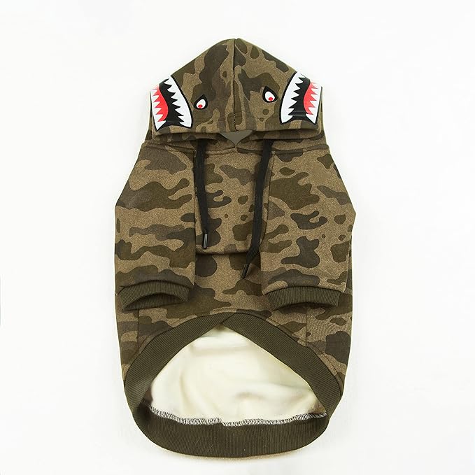 Camo Dog Hoodie Dog Clothes Extra Warm Fleece Lining Stretchy Fit for Small Medium Large Dogs (Camo, XXX-Large)