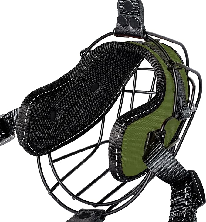 OOPSDOGGY Metal Dog Muzzle for Large Dog, Adjustable Brethable Wire Basket for Rottweiler to Prevent Biting Chewing (Green, Rottweiler)