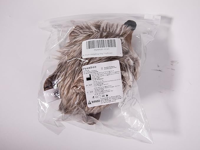 Pawaboo Plush Dog Toy, Non-Toxic Super Soft Faux-Fur Hedgehog Dog Toy Squeak Aninal Toy Stuffed Biting Training Playing Toys for Dog Puppy, Brown