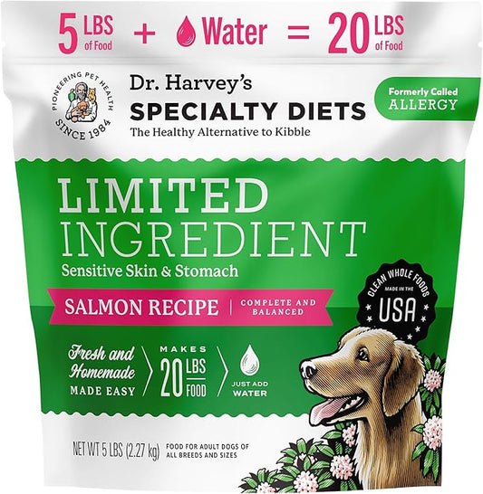 Dr. Harvey's Specialty Diet Limited Ingredient - Human Grade Dog Food for Dogs with Sensitivities - Salmon Recipe (5 Pounds)
