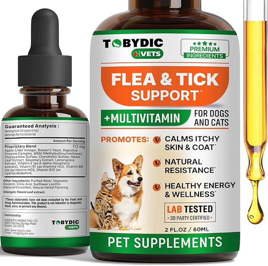 Flea & Tick Prevention Support - Oral Flea Natural Control & Treatment for Dogs and Cats - Herbal Medicine for Small and Large Dogs with Multivitamin Pet Supplement Made in USA