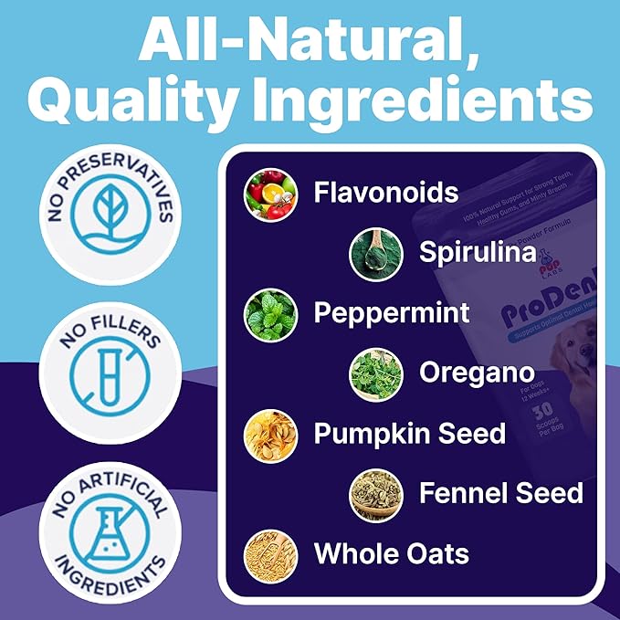 ProDenta, Tartar Remover for Dogs and Dog Bad Breath Eliminator, Natural Powder for Plaque and Gum Support, Made in USA, 6-Pack (180 Scoops)