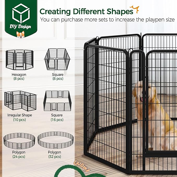 Yaheetech Dog Playpen Outdoor, 40 inch 24 Panels Dog Pen Indoor Heavy Duty Puppy Exercise Pen Metal Pet Fence for RV Camping/Yard/Garden