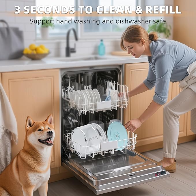 Decflow 1.2Gallon Dog Water Bowl No Spill, 4.5L Large Capacity Spill Proof Dog Bowls with Transparent Floating Disk, No Splash Slow Drinking Dog Bowl for Sloppy Messy Drinkers (Clear)