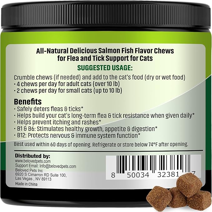 Flea and Tick Prevention Chewable Pills for Dogs and Cats - Revolution Oral Flea Treatment for Pets - Pest Control & Natural Defense - Chewables Small Tablets Made in USA (Salmon (for Cats))