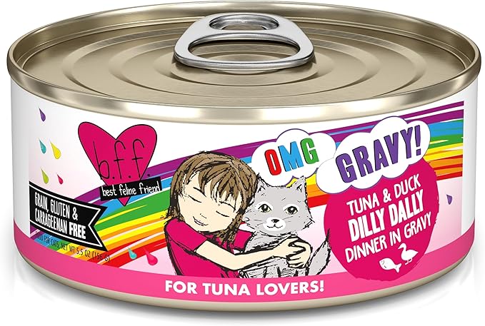 B.F.F. OMG - Best Feline Friend Oh My Gravy!, Tuna & Duck Dilly Dally with Tuna & Duck, 5.5oz Can (Pack of 8)