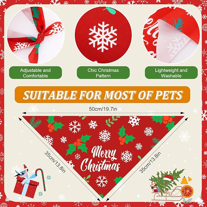 Abbylike 100 Pcs Christmas Dog Bandanas Bulk Xmas Bandanas for Dogs Triangle Kerchief Bibs Scarf for Pet Xmas Costume Photo Props Accessories Pet Shops Groomer, 25 Styles (19.7 x 13.8 x 13.8)