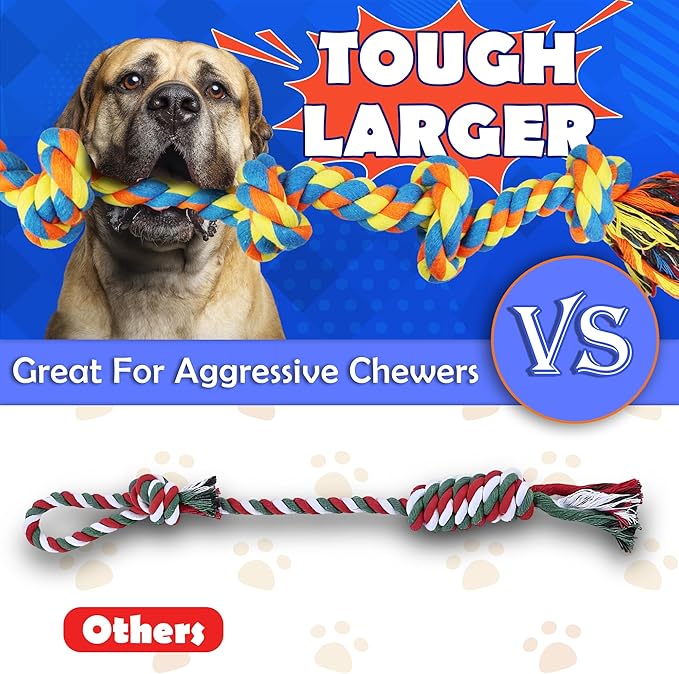 Dog Rope Toys for Large/Medium Dogs, Nearly Indestructible Dog Toys Set With Eight Legs Ball for Aggressive Chewers,Full of Attractiveness, Heavy Duty Natural Cotton Rope Chew toy, Tug Toy 9 Pack