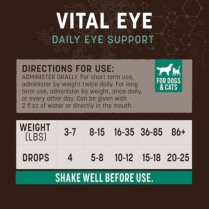 Earth Animal Apothecary Liquid Supplement - Vital Eye Herbal Remedies for Dogs & Cats - 2 fl oz
