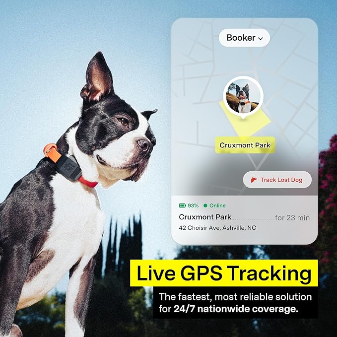 New Fi Mini GPS Tracker for Dogs, Cats, Small Pets – Universal Collar, Lightweight, Virtual Fences, Escape Alerts, Step & Health Tracking, Waterproof – 12-Month Membership Included