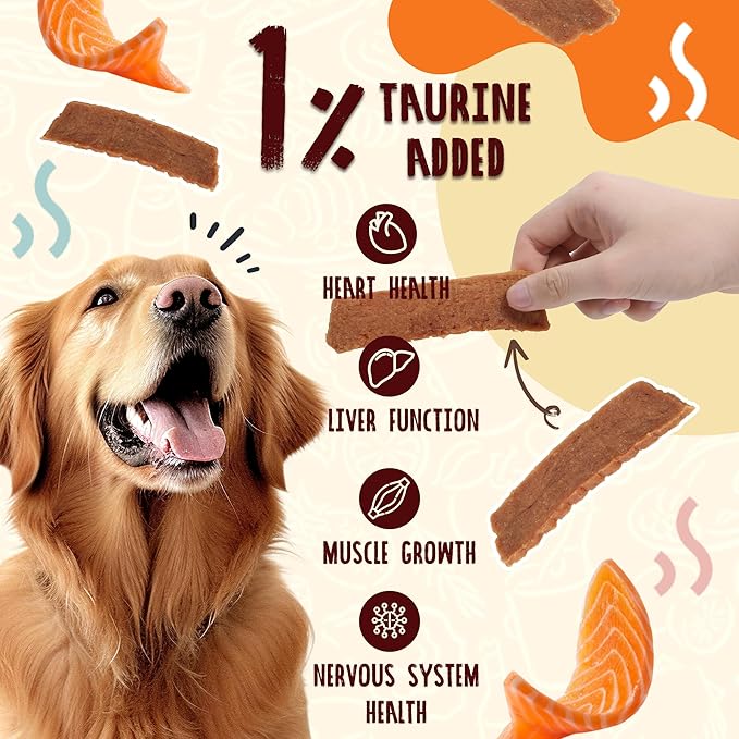 Salmon Treats for Dog, Soft Healthy Dog Salmon Jerky, High Protein Dogs Snacks, Human Grade Salmons Fillets with Taurine,12.5oz (Smoked Flavor)