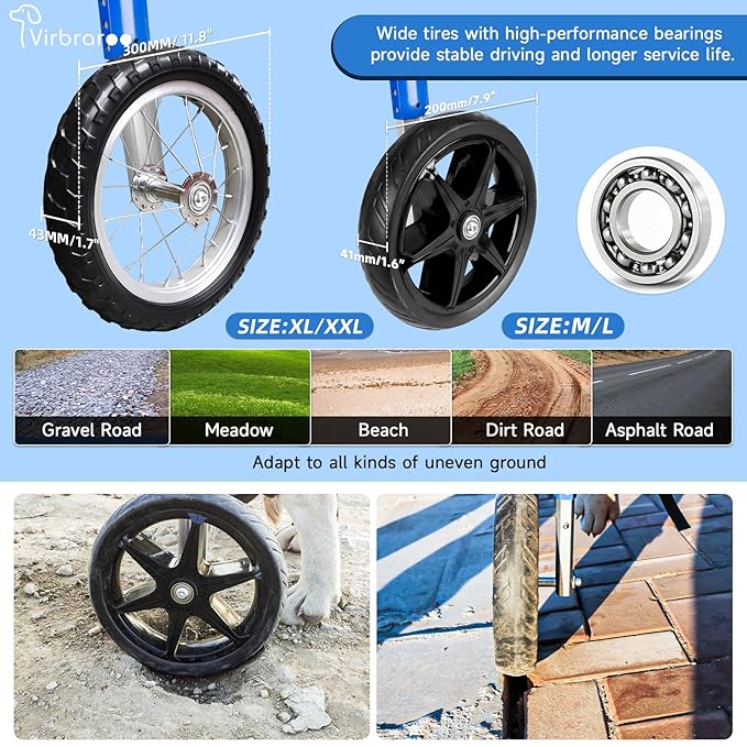 Dog Wheelchair for Back Legs, Dog Wheelchair with All-Terrain Tires & Durable Bearings, Large Dog Wheelchair for Back Legs,88.1-132.2 lbs(XXL)