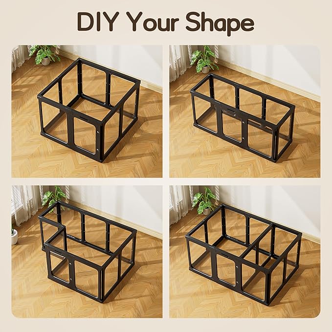 Jalove 30" H Clear Dog Playpen Acrylic Puppy Playpen Indoor, 8 PCS Easy Assemble Cat Rabbit Ferret Pet Play Pen, Plastic Dog Fence Crate Kennel Whelping Cage Enclosure for Small & Medium Dogs, Black