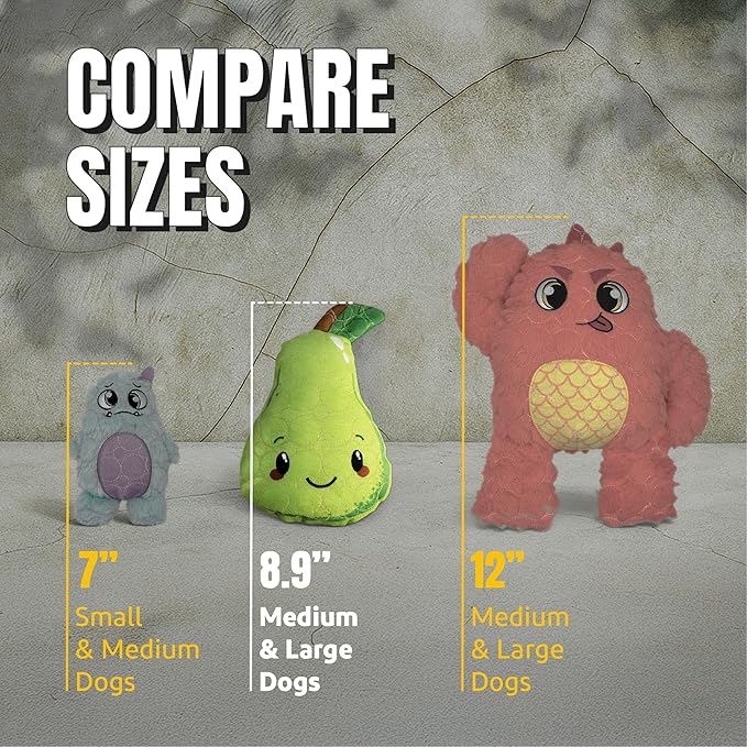 Bite Force -Durable & Strong Dog Toy Mr. Pear with Squeaker, Kevlar-Reinforced for Aggressive Chewers for Small Medium Large Dogs - Green.