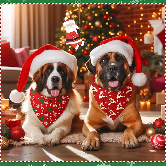 240 Pcs Christmas Bandanas for Dogs Xmas Bandanas Bulk with Santa Snowflake Candy Cane Patterns Soft Bibs Adjustable Triangle Doggie Scarf for Small Medium Large Pet 25.6 x 17.7 x 17.7 Inch
