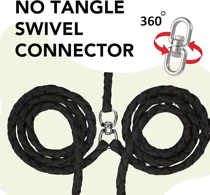 Caldwell's Pet Supply Co. Dual Dog Leash, Double Dog Leash for Two Dogs, Tangle Free, Heavy Duty Double Ended Tandem Leashes with Padded Handle with Tangle-free Swivel, for Small, Medium or Large Dogs